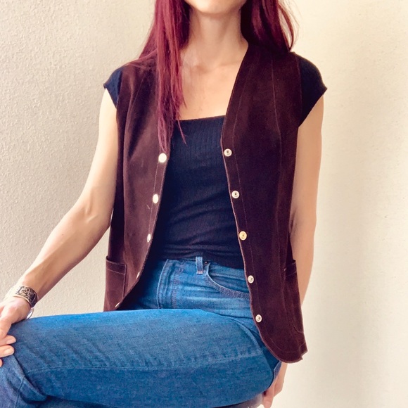 Vintage Brown Suede Vest - Picture 1 of 8